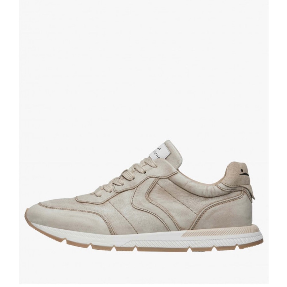 VOILE BLANCHE STORM 015 MAN Leather Sneakers in Beige